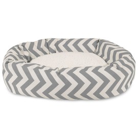 32 inch Grey Chevron Sherpa Bagel Dog Bed