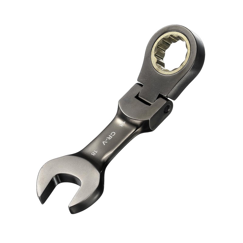 sourcing map Flex Head Stubby Ratcheting Combination Wrench 18mm Metric