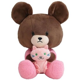 Nakajima Corporation 202109-24 Bear's School, Jackie and Cat, Plush Toy, Size (H x W x D): 7.5 x 5.7 x 3.9 inches (19 x 14.5 x 10 cm)