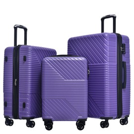 Merax Luggage Sets 3 Piece, Hardshell Expandable Suitcase with TSA Lock Double Spinner Wheels, Purple, 20/24/28 Inch