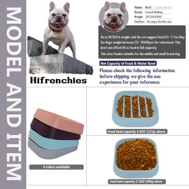 Hifrenchies Healthy French Bulldog Slow Feeding Dog Bowl, Dog Cat Slow Feeding Bowl, Slow Feeder for Frenchie (Blue Striped Bowl)