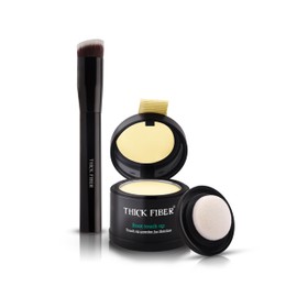 THICK FIBER Root Touch Up Puder, Root Cover Up Haaransatzpuder für dünnes Haar – Wasser- und schweißresistentes Haarausfall-Abdeckset mit Haarpuder für Frauen mit dünner werdendem Haar, inkl. Pinsel (