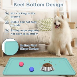 Pet Food Mat, Gimilife Silicone Dog Cat Feeding Mat for Food and Water,Waterproof Pet Feeding Mats with High Lips, Pet Placemat Bowl Mat for Messy Drinkers