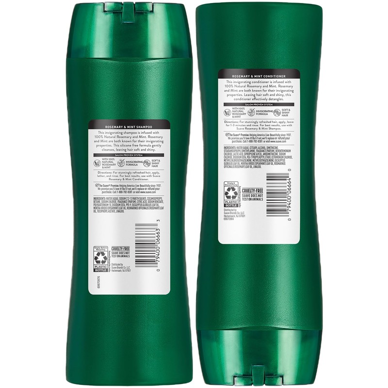 Suave Shampoo and Conditioner, Rosemary & Mint – Invigorating Formula