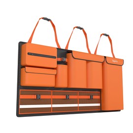 SugarFox Backseat Hanging Trunk Organizer for SUVs, Cars, Trucks & MPVs | Multi-Pocket Storage with Anti-Slip Straps | Space-Saving Auto Accessory for Men & Women | Orange, 37.8" x 18.1" - K230