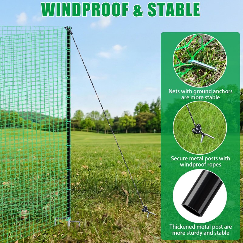 Temporary Fence with Posts, 36" x 50' Plastic Garden Fence