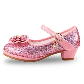 Girls’ Princess High Heel Shoes Kids Party Pumps - pink, size: 26 EU