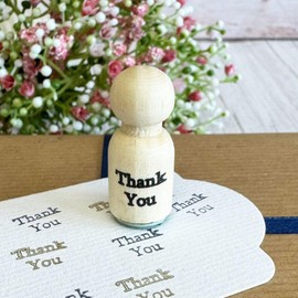 Mini Rubber Stamp Thank You, Ink Stamp for Cards Envelopes, Wooden Greeting Stamp, DIY Tags Crafts, Wedding Thank You Crafts