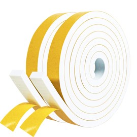 Fowong Draft Excluder for Doors - 2 Rolls (2m Each), 20mm W x 8mm T - Foam Tape Weather Strip for Door & Window Insulation