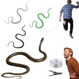 Fake Snake, 2025 Snake Prank with String Clip, Realistic Snake Prank, Rubber Snake, Pranks for Adults Funny Fake Snake Prank, Fake Snakes Funny Pranks Prank Toys(Dark Green)