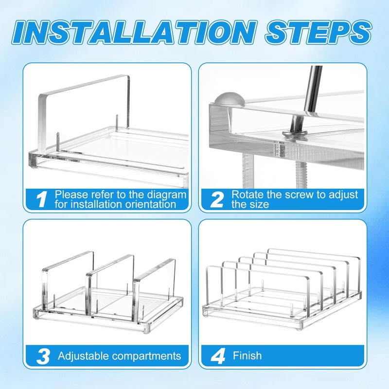 Chunful Adjustable Vertical Laptop Stand for Desk, Acrylic 4 Slot