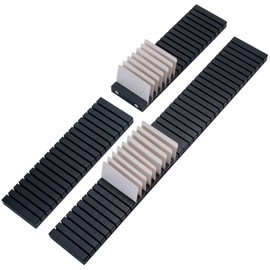 WILLOWDALE 4Pcs 12" Wood Name Badge Holder Organizer, Black Counter Card Holder Stand for Name Tag ID Badge Plastic Card Holders, Detachable Business Card Holder Display Tray for Desk Office Reception
