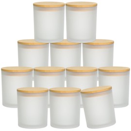 SUPMIND 12Pcs Empty Candle Jars 14oz Frosted Glass Jars Bulk with Bamboo Lids, Making Candles Containers Vessels for Candle Business 12 14 fl.oz