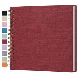 Cherrich Small Scrapbook 8x8 Inch, Linen Photo Album Mini Scrap Book, Kraft White Pages Memory Book for Wedding, Baby, Family, Graduation, Travel, Dog, Vacation