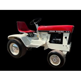 John Deere Model 120 Garden Tractor in Red Metal Sign: 12x16" Ships Free