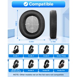 Arctis 3/5/7/9 Replacement Earpads Soft Ear Pads Cushions Compatible with SteelSeries Arctis 1/3/5/Arctis 7/7+/7P/7P+/7X/7X+/9/9X/Pro/Prime(Do Not Fit Any Arctis Nova) Headphones Headset, Black
