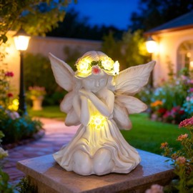 Angel Solar Lights Outdoor Garden,Outdoor Solar Angel Statue,Angel Figurines Statue with LED Light,Outdoor Figurine Lights for Patio,Yard,Lawn Ornament