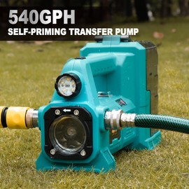 Brushless Water Transfer Pump Compatible with Makita 18V Battery (Tool Only), 1/4HP 540GPH Cordless Self Priming Pump, Utility Pump for Pool Draining, Pond, Watering Garden