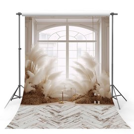 MEHOFOND Photography Backdrop for Adults Kids 5x7ft Indoor Window Boho Pampas Pregnant Portrait Birthday Party Decoration Banner Studio Accessories