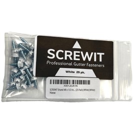 SCREWIT White Gutter Screws #8 x 1/2 Inch – Downspout & Zip Screws, Self-Drilling Sheet Metal Screws with 1/4" Hex Head, Color-Matched for Gutter Repair & Installation (25 Pack)