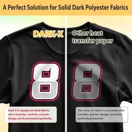 TransOurDream Tru-Heat Transfer Paper for Dark Polyester Fabrics (Dark X, 8.5"x11", 50 Sheets) Printable Iron on Heat Transfer Vinyl for Inkjet Printer