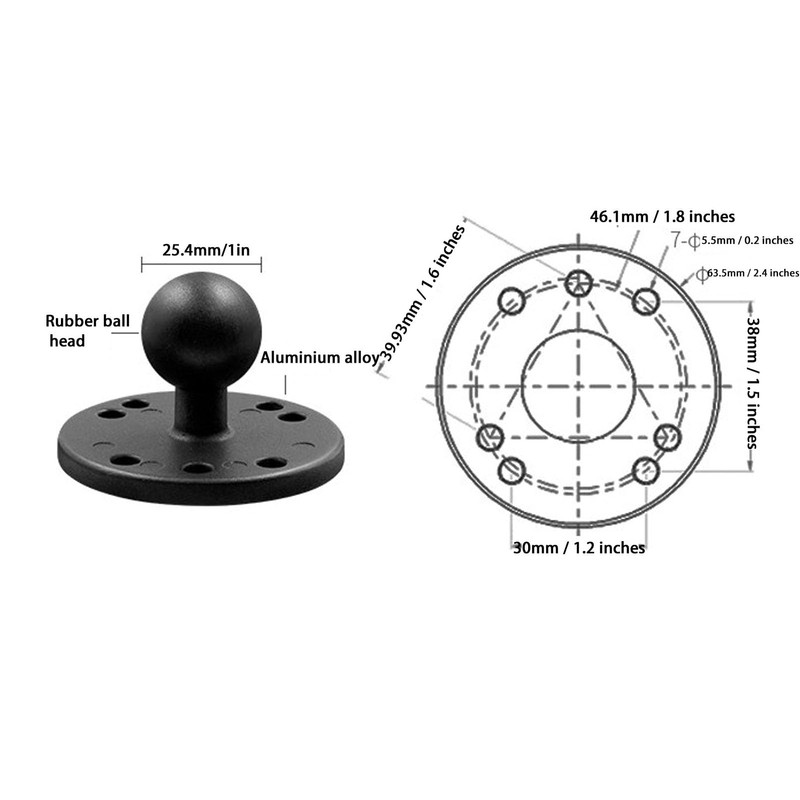 Mounts Circular 1" Ball 1" Aluminum Alloy Ball Mount with