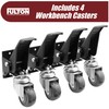 Workbench Caster kit 4 Heavy Duty Retractable Casters with Urethane
