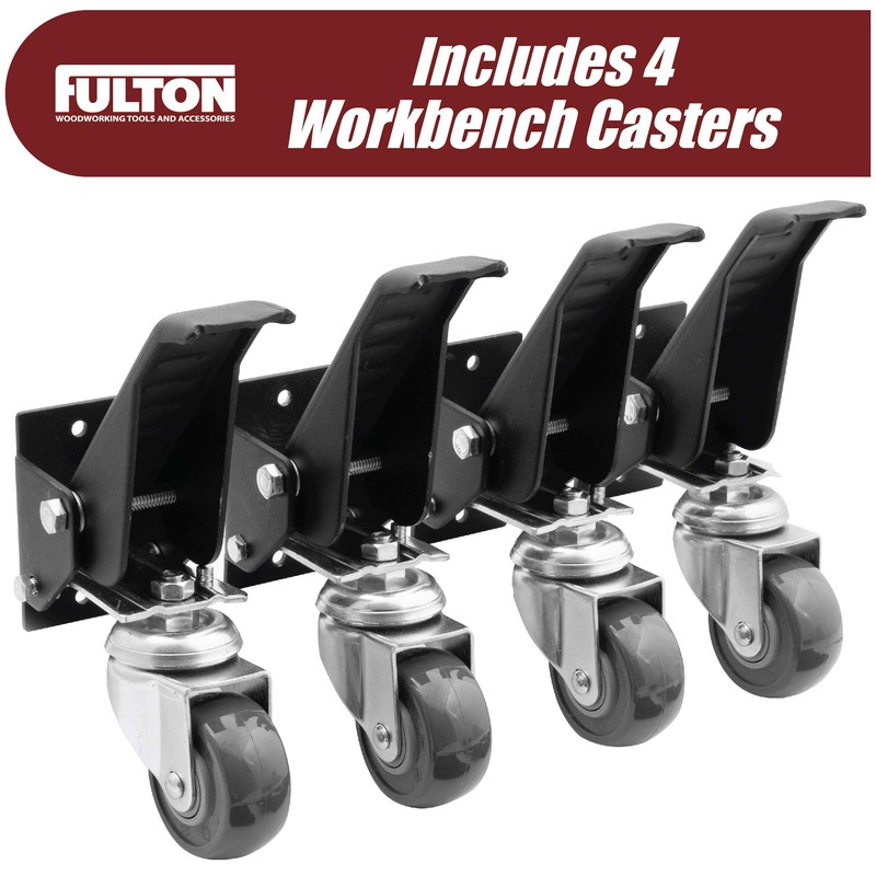 Workbench Caster kit 4 Heavy Duty Retractable Casters with Urethane