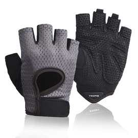 AXELENS Gym Gloves for Men and Women, Cycling, Bike, Yoga, Summer Fitness and Gymnastics Half Finger Without Finger Unisex Anti-Slip Breathable and Light - GREY L