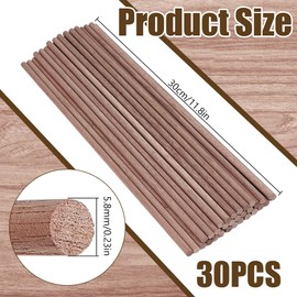 DELORIGIN 30Pcs Wood Dowels 1/5 inch Wooden Pole Rods 12inch Long Unfinished Walnut Dowel Rod Sticks for DIY Crafting Woodworking Project Woodworker Home Decor Miniature Wooden House Building