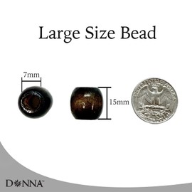 DONNA Wooden Beads Large 24pcs, Hair Beads for Hair Jewelry Making Kit DIY Hair Braiding Bracelet Ornaments Crafts Black Color