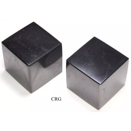Shungite Cube (1 Piece) Size 4 cm Polished Crystal Gemstone Shape Decor