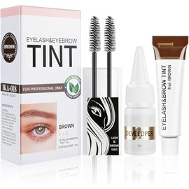 Tinte Para Cejas y Pestañas, Kit De Tinte 2 En 1, Maquillaje de Larga Duración Máscara de Cejas con Cepillo Cejas, Mascara Tinte Fijador para Cejas, Gel de Cejas Perfectas para Mujeres Que Dura 7 Semanas, Uso Doméstico En Salón (brown)
