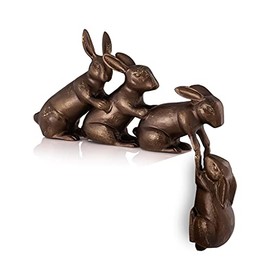 SPI Home 53040 15 x 18 x 3.50 in. Helping Hand Rabbits Garden Sculpture, Bronze