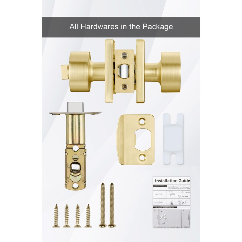 goldenwarm Gold Door Knobs Interior, Zinc-Alloy Heavy Duty Privacy Interior