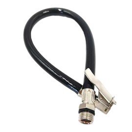 1 x Flexible Air Hose with Clip for Bicycles and Motorcycles - Tyre Inflation Adapter and Valve Extension - Suitable for All Tyres with Standard Valves - Rubber Air Hose with Clip