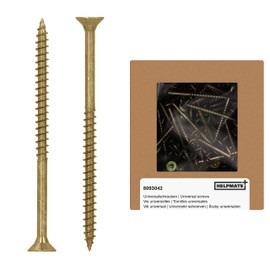 HELPMATE - Universal Screws Countersunk Head 5.0 x 80 Yellow Passivated - Pack of 75 Wood Screws with T-Drive and Partial Thread - Chipboard Screws for Indoor and Protected Outdoor Use