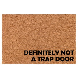 Welcome Doormat Natural Coco Coir Door Mat Definitely Not A Trap Door CORNER Funny (30" x 18")