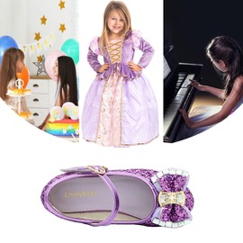 ChinyRoza Princess Shoes Girls High Heels Kids Heel Shoes Girls Glitter Shoes Girls Sequins Ballet Flats Princess Costume Shoes Festive Girls Shoes Gift Girls EU 26-36, purple