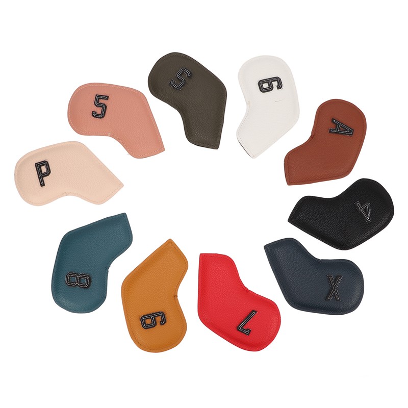 10PCS Golf Iron Head Cover Waterproof PU Numerical Golf Iron