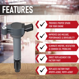 MACHSWON Car Ignition Coil Replaces 90919-A2007 fit for Toyota & Scion 2.7L, 3.5L V6 Vehicles