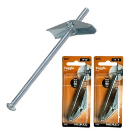 2 Pack Heavy Duty Drywall Anchors & Screws Toggle Bolts and Wing Nuts Set for Hollow Drywall Anchors Bolts Screws Hanging Lamps Heavy Items 1/4" x 3” Long 90 lbs Capacity