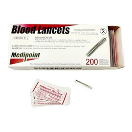 MEDIPOINT Stainless Steel Lancets – 200 Count | Sterile, Disposable, Individually Wrapped | Ultra-Keen Needle Point for Fingertip Blood Sampling and Precision Skin Care | Made in USA