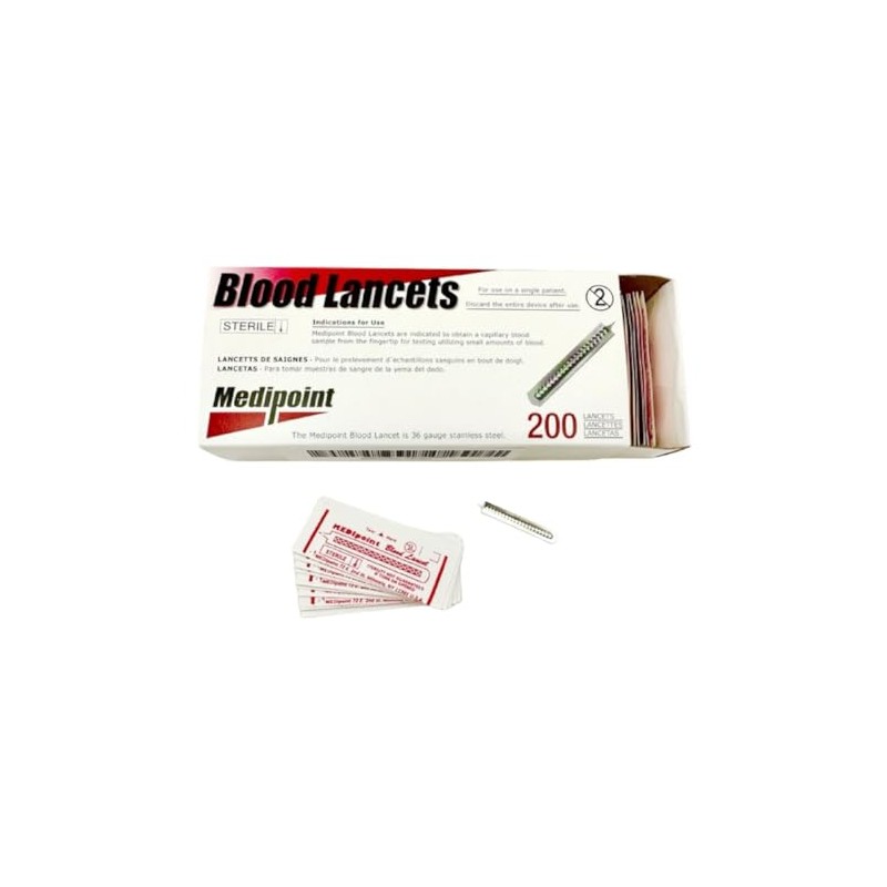 MEDIPOINT Stainless Steel Lancets – 200 Count | Sterile, Disposable,
