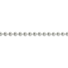Solid 925 Sterling Silver 5.00mm Beaded Chain Necklace 20" - with Secure Lobster Lock Clasp