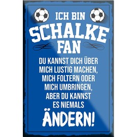schilderkreis24 Football Magnet "Schalke Fan" Decorative Fridge Magnet Item Sport Club Gift Idea Club Christmas Football Fan Lovers Enthusiasts 9 x 6 cm