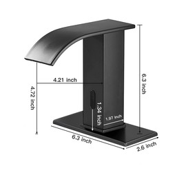 YCCUZA Automatic Touchless Bathroom Sink Faucet Black Waterfall AC/DC Powered Motion Sensor Faucet Hands Free Tap with Control Box and Temperature Mixer Sensor Electronic Lavatory Vanity Sink Faucet