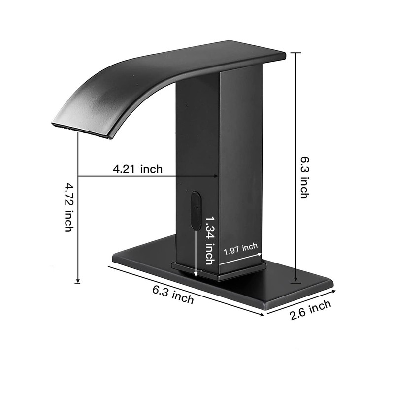 YCCUZA Automatic Touchless Bathroom Sink Faucet Black Waterfall AC/DC Powered