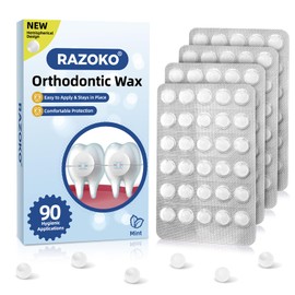 RAZOKO Orthodontic Wax for Braces Wax Dots 90 Individual Hygienic Packaging Dental Wax Mint