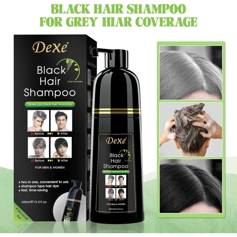 Shampoo Tinte Cubre Canas Dexe 400 Color Negro